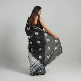 Black Elegant Tie & Dye Shibori Silk Saree Online in India