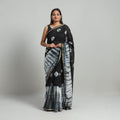 Black Elegant Tie & Dye Shibori Silk Saree Online in India
