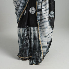 Black Elegant Tie & Dye Shibori Silk Saree Online in India