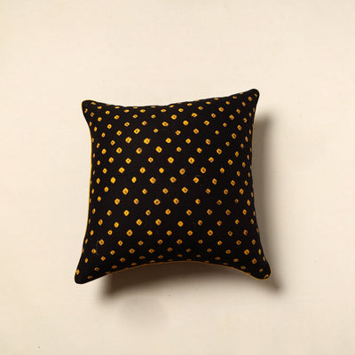 Black - Tie & Dye Cotton Bandhani Cushion Cover (16 x 16 in) 29