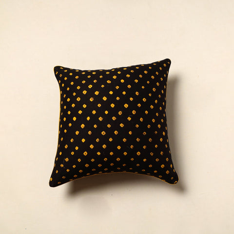 Black - Tie & Dye Cotton Bandhani Cushion Cover (16 x 16 in) 29
