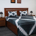 Black - tie & dye cotton double shibori bed sheet set