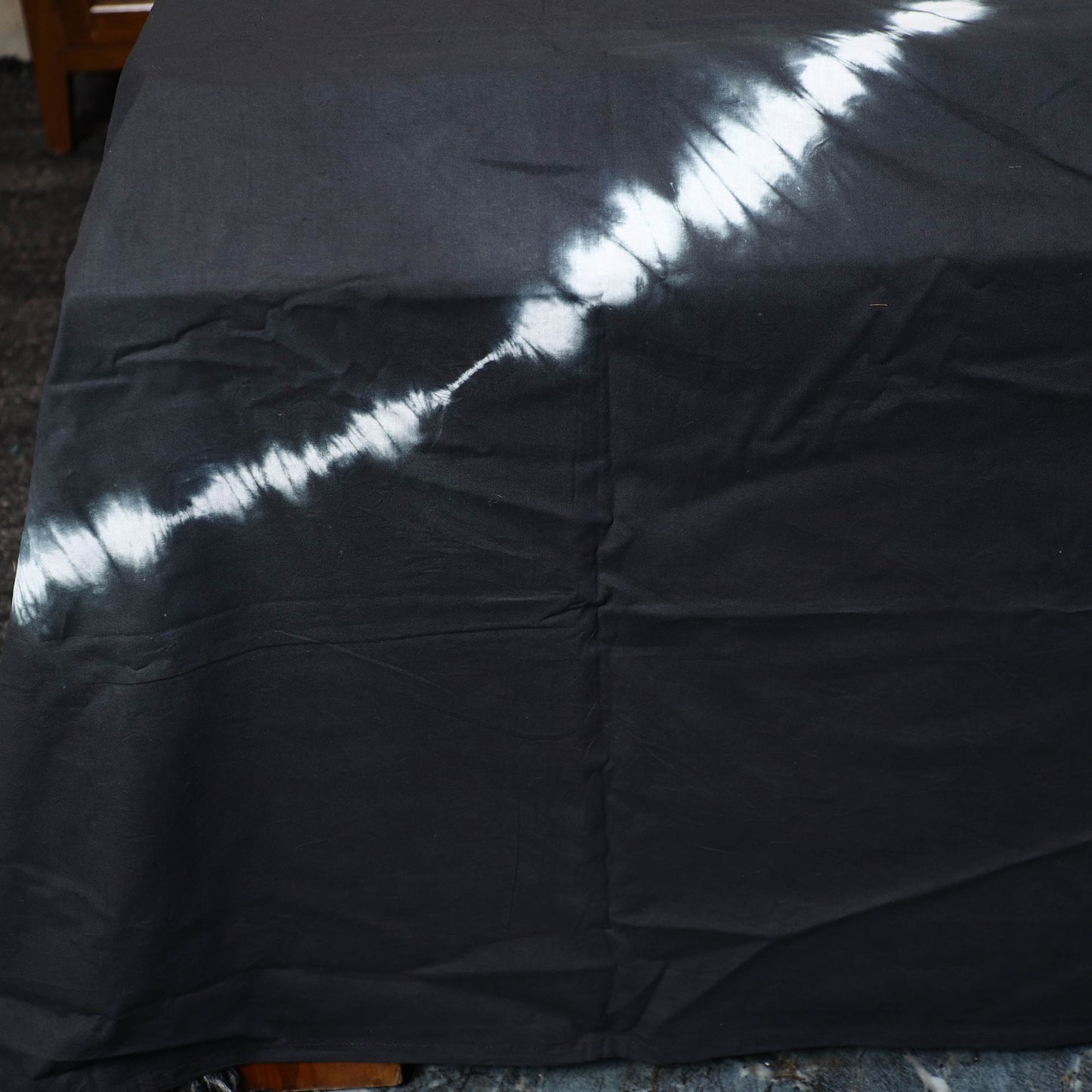 Black - tie & dye cotton double shibori bed sheet set