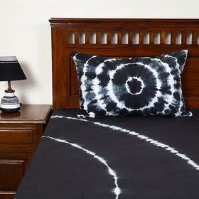 Black - tie & dye cotton double shibori bed sheet set