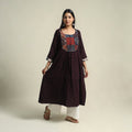 Black Tie-dye Cotton Patchwork A-Line Bandhani Kurta for Women