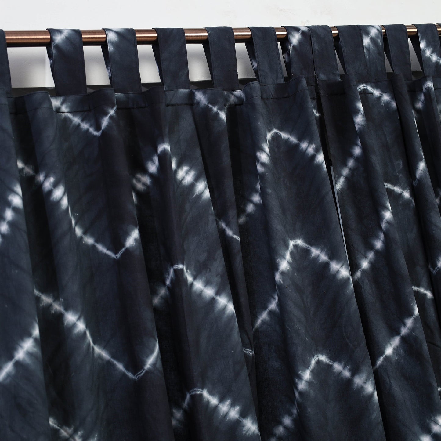 Black - tie & dye cotton shibori curtain for door (set