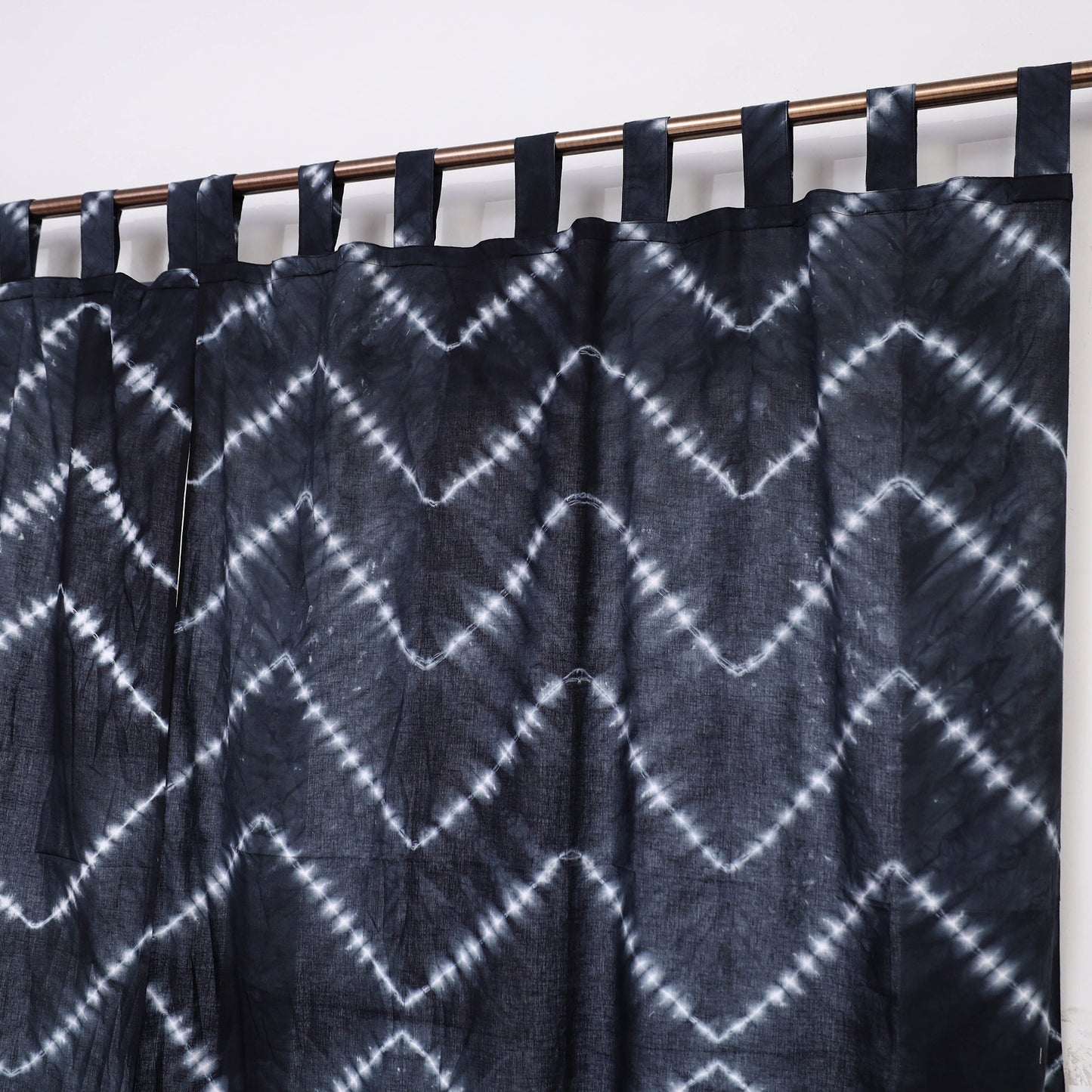 Black - tie & dye cotton shibori curtain for window (set