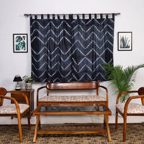 Black - tie & dye cotton shibori curtain for window (set