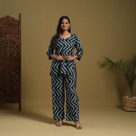 Buy Black Tie & Dye Cotton Shibori Co-Ord Set Online