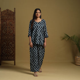 Buy Black Tie & Dye Cotton Shibori Co-Ord Set Online