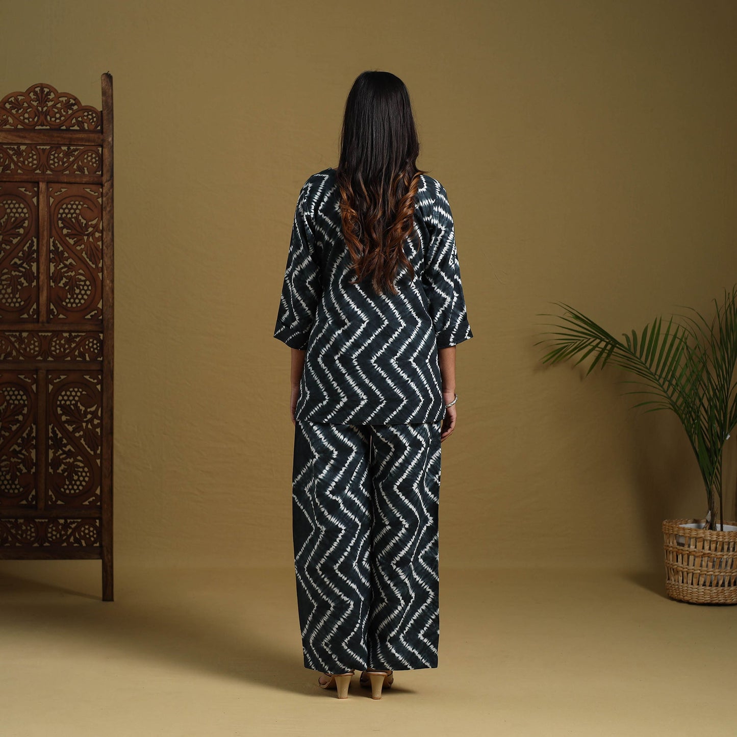 Buy Black Tie & Dye Cotton Shibori Co-Ord Set Online