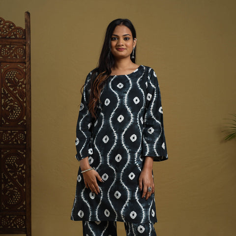  Black Tie & Dye Cotton Shibori Co-Ord Set 