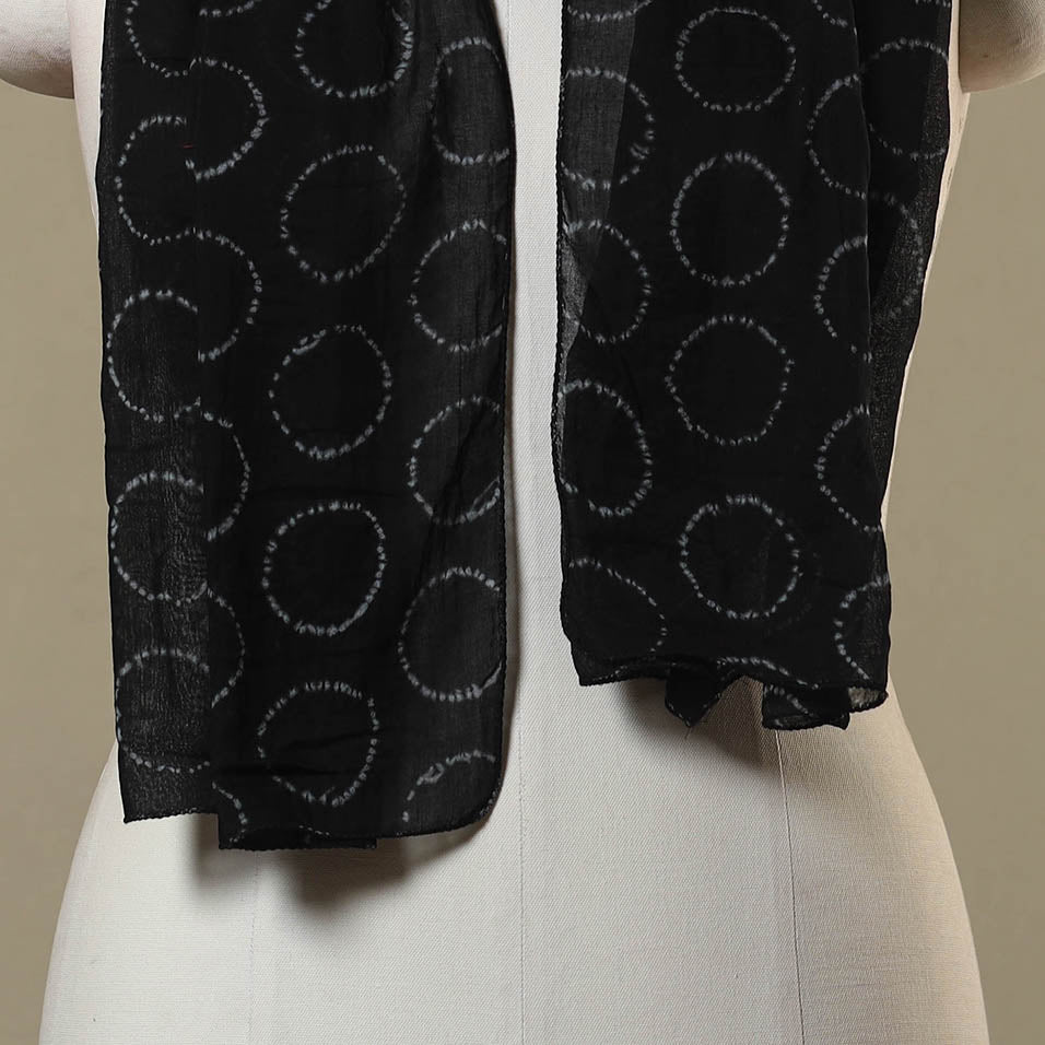 Black Tie-Dye Cotton Shibori Stole