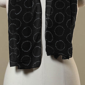 Black Tie-Dye Cotton Shibori Stole