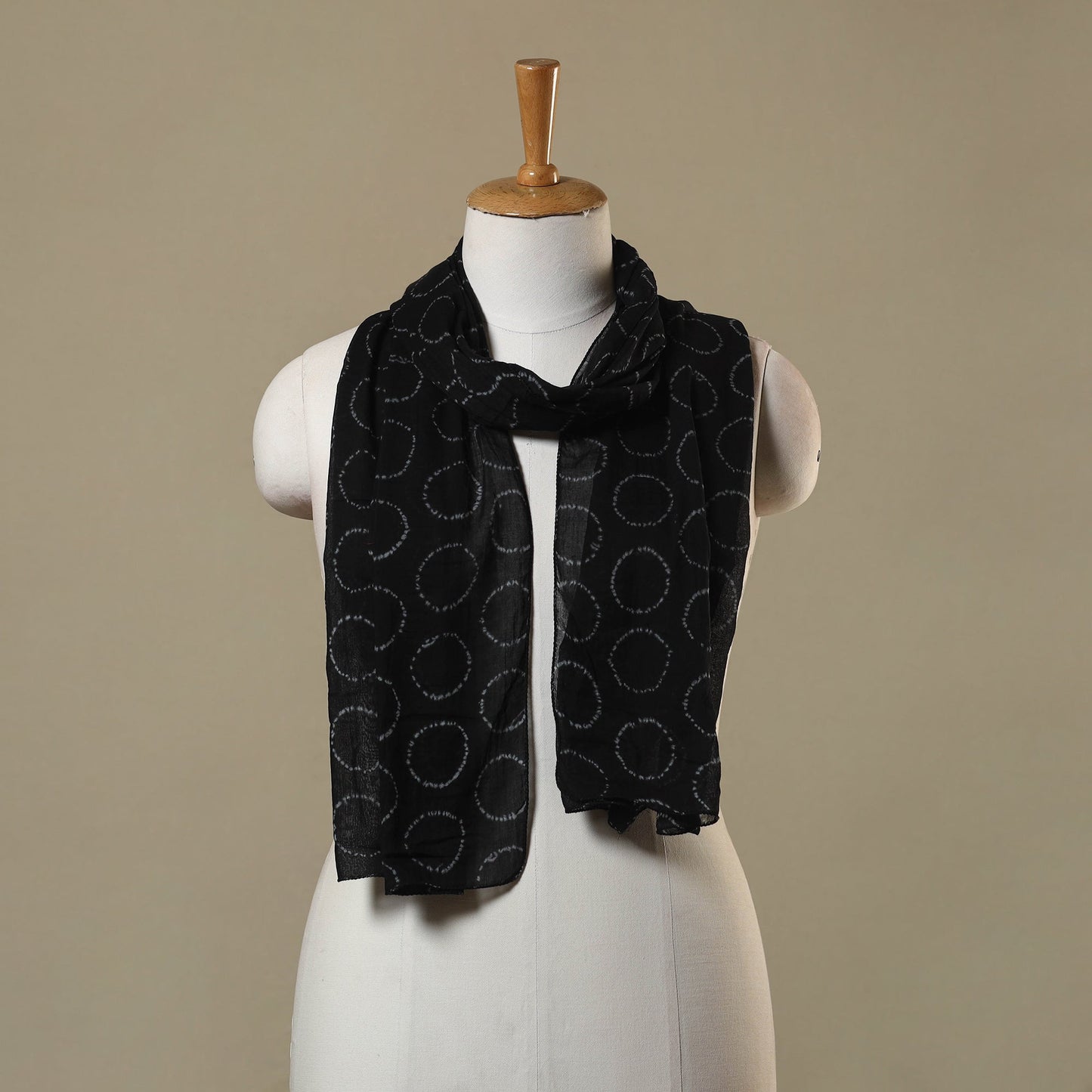 Black Tie-Dye Cotton Shibori Stole