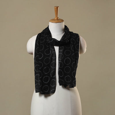 Black Tie-Dye Cotton Shibori Stole