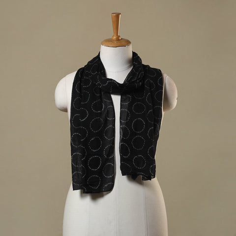 Black Tie-Dye Cotton Shibori Stole