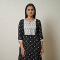 Buy Black Tie & dye Cotton Straight Bandhani Kurta for Women