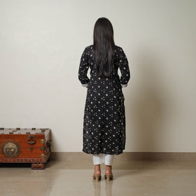 Buy Black Tie & dye Cotton Straight Bandhani Kurta for Women