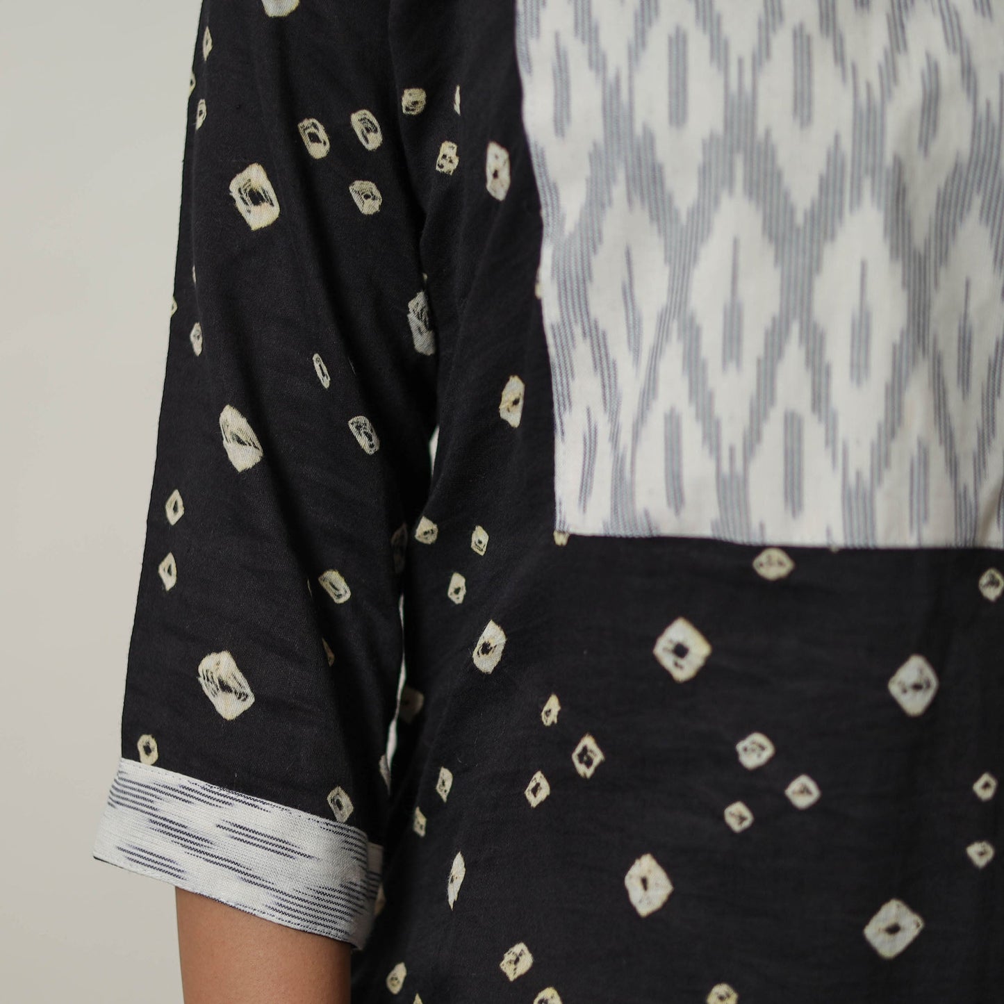 Buy Black Tie & dye Cotton Straight Bandhani Kurta for Women