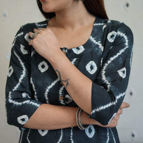  Black Tie & Dye Cotton Straight Shibori Kurta for Women