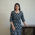  Black Tie & Dye Cotton Straight Shibori Kurta for Women