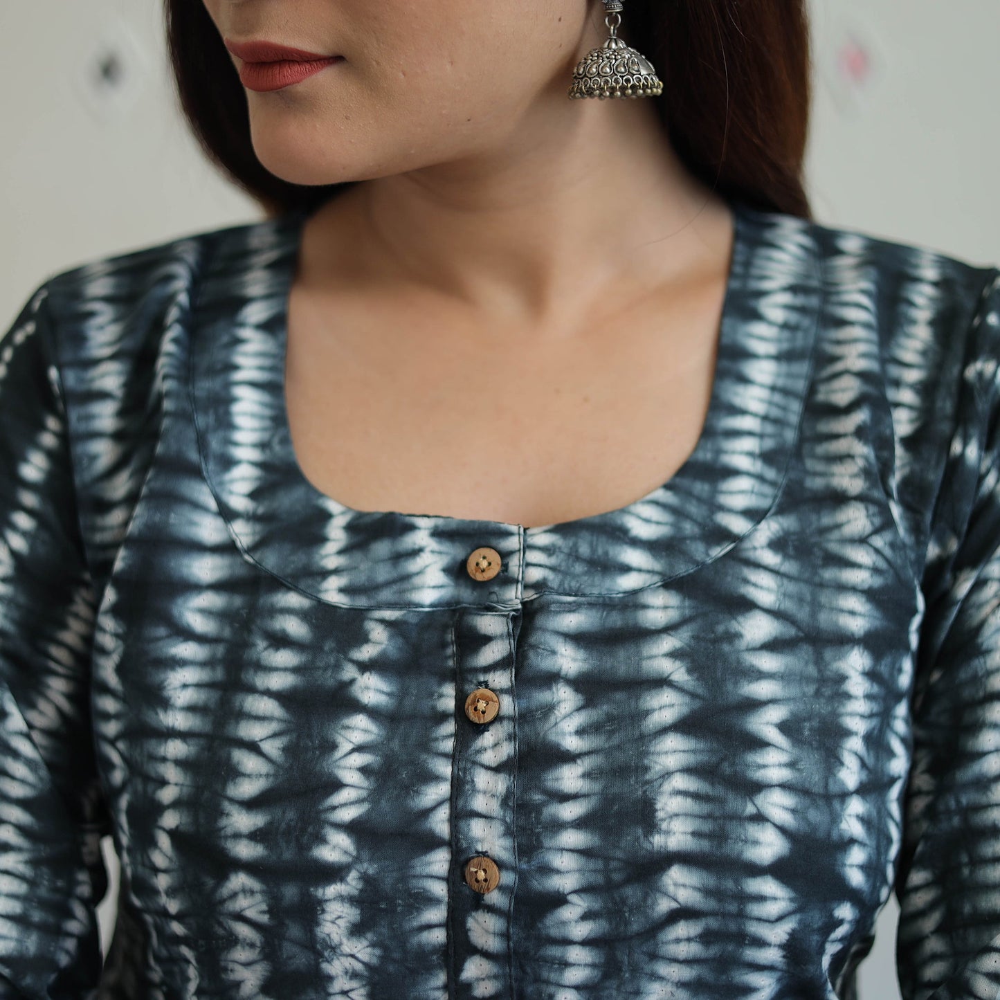 Buy Black Tie & Dye Cotton Straight Shibori Kurta for Women