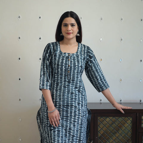 Buy Black Tie & Dye Cotton Straight Shibori Kurta for Women