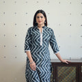  Black Tie & Dye Cotton Straight Shibori Kurta for Women