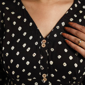 Black - Tie & Dye Cotton Tiered Fit & Flare Bandhani Dress 07