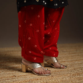 Black - tie-dye embroidered cotton bandhani kurta set (set