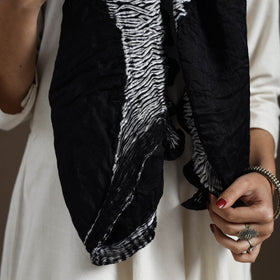 Buy Black Tie & Dye Gajji Silk Shibori Stole