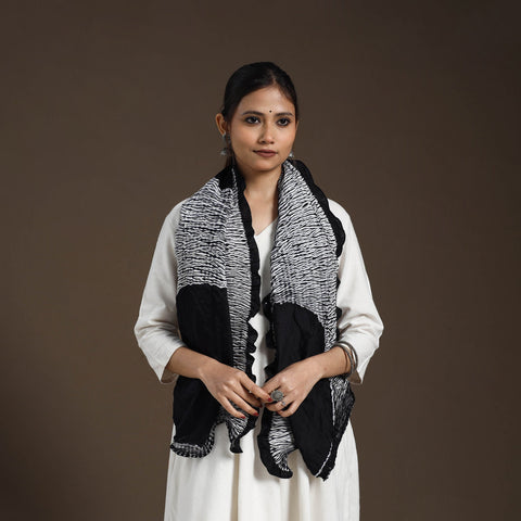 Buy Black Tie & Dye Gajji Silk Shibori Stole