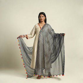 Black Tie & Dye Kota Doria Cotton Leheriya Dupatta