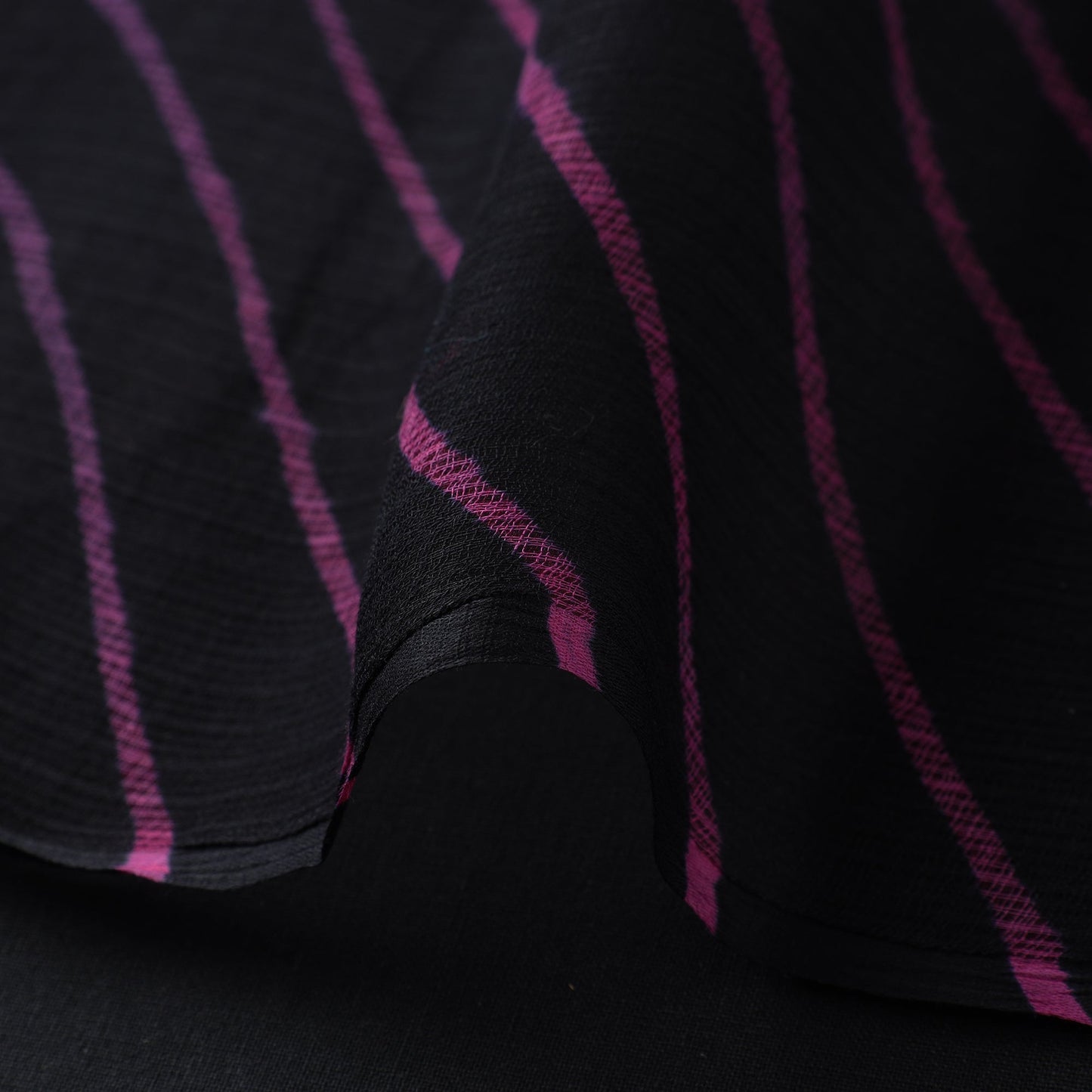 Black Leheriya Tie-Dye Kota Doria Cotton Fabric
