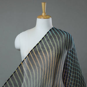 Black Leheriya Tie-Dye Kota Doria Cotton Fabric