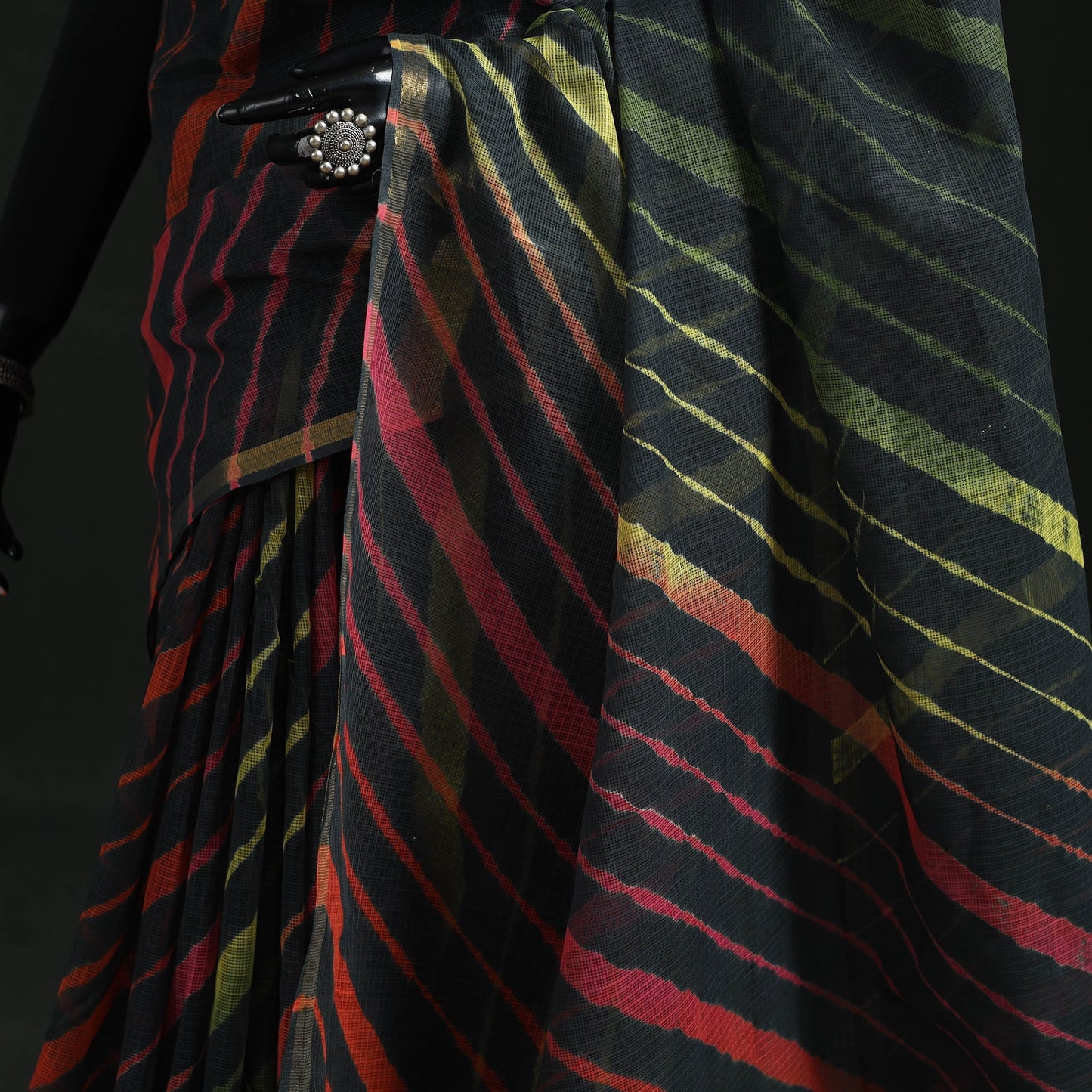Tie-dye kota doria cotton leheriya saree 10 - handcrafted