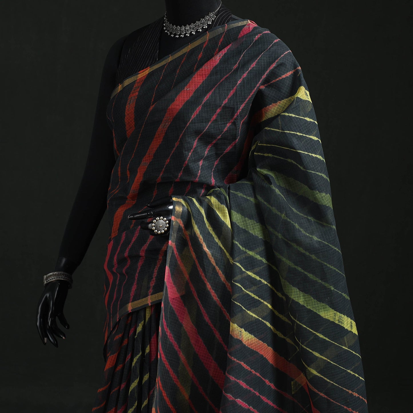 Tie-dye kota doria cotton leheriya saree 10 - handcrafted