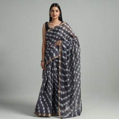 Buy Leheriya Tie-Dye Mothra Chanderi Silk Saree with Zari Border 45 Online l iTokri.com