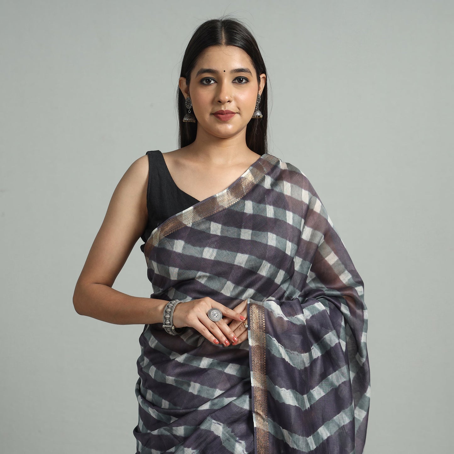 Buy Leheriya Tie-Dye Mothra Chanderi Silk Saree with Zari Border 45 Online l iTokri.com
