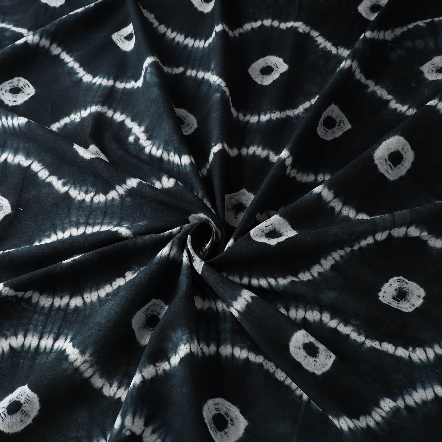  Black Tie & Dye Pure Cotton Shibori Fabric 