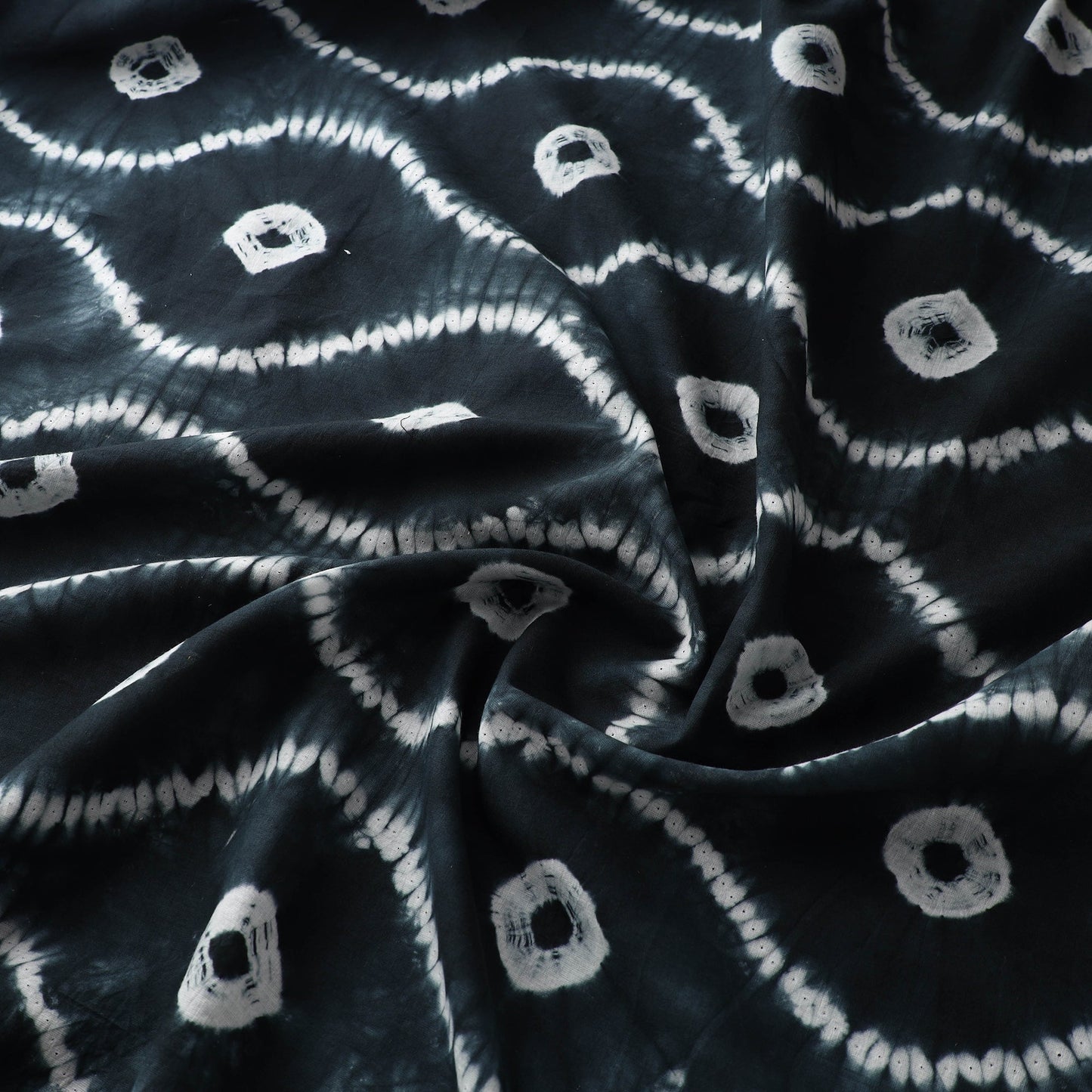  Black Tie & Dye Pure Cotton Shibori Fabric 