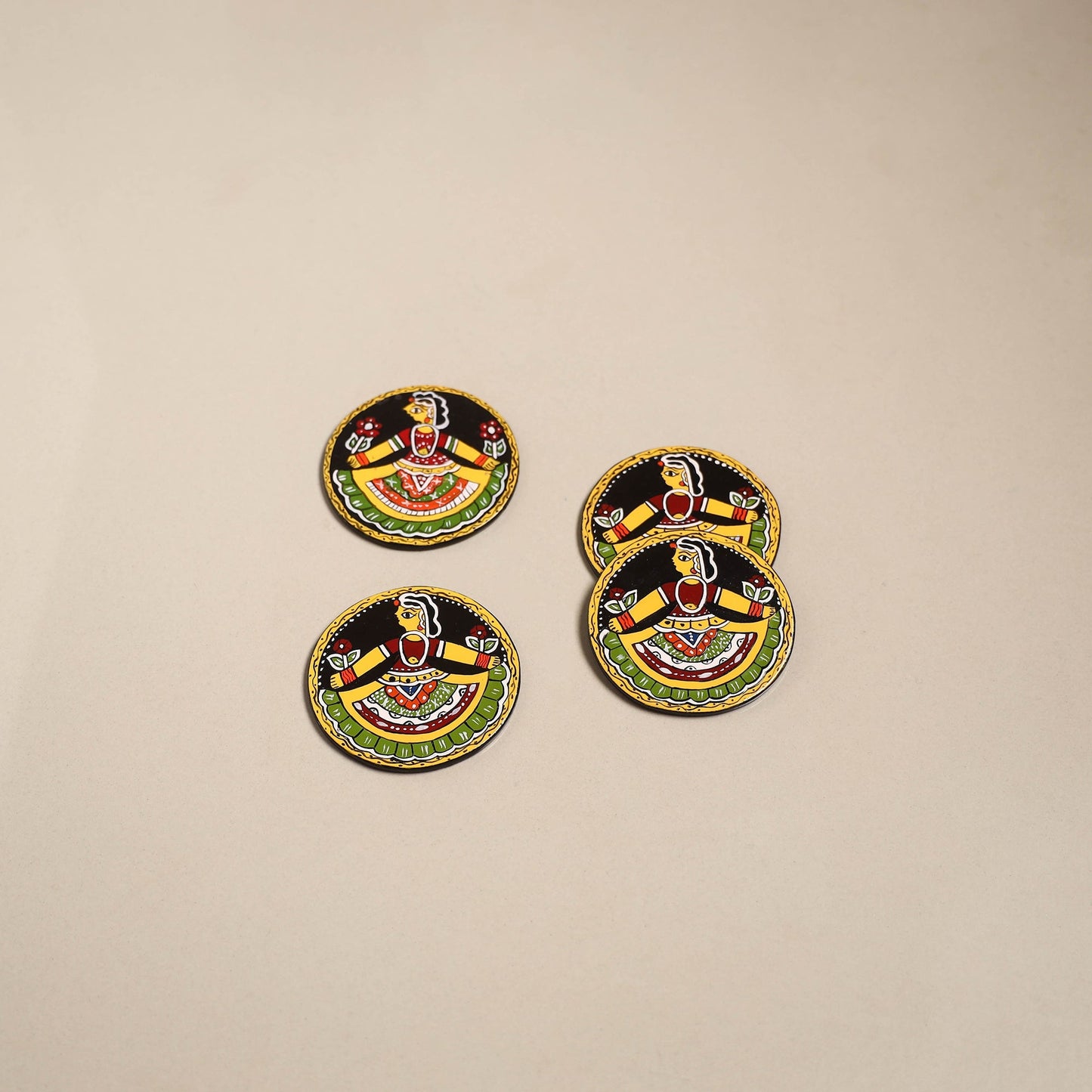 Tikuli art handpainted wooden coasters (set of 4) 02