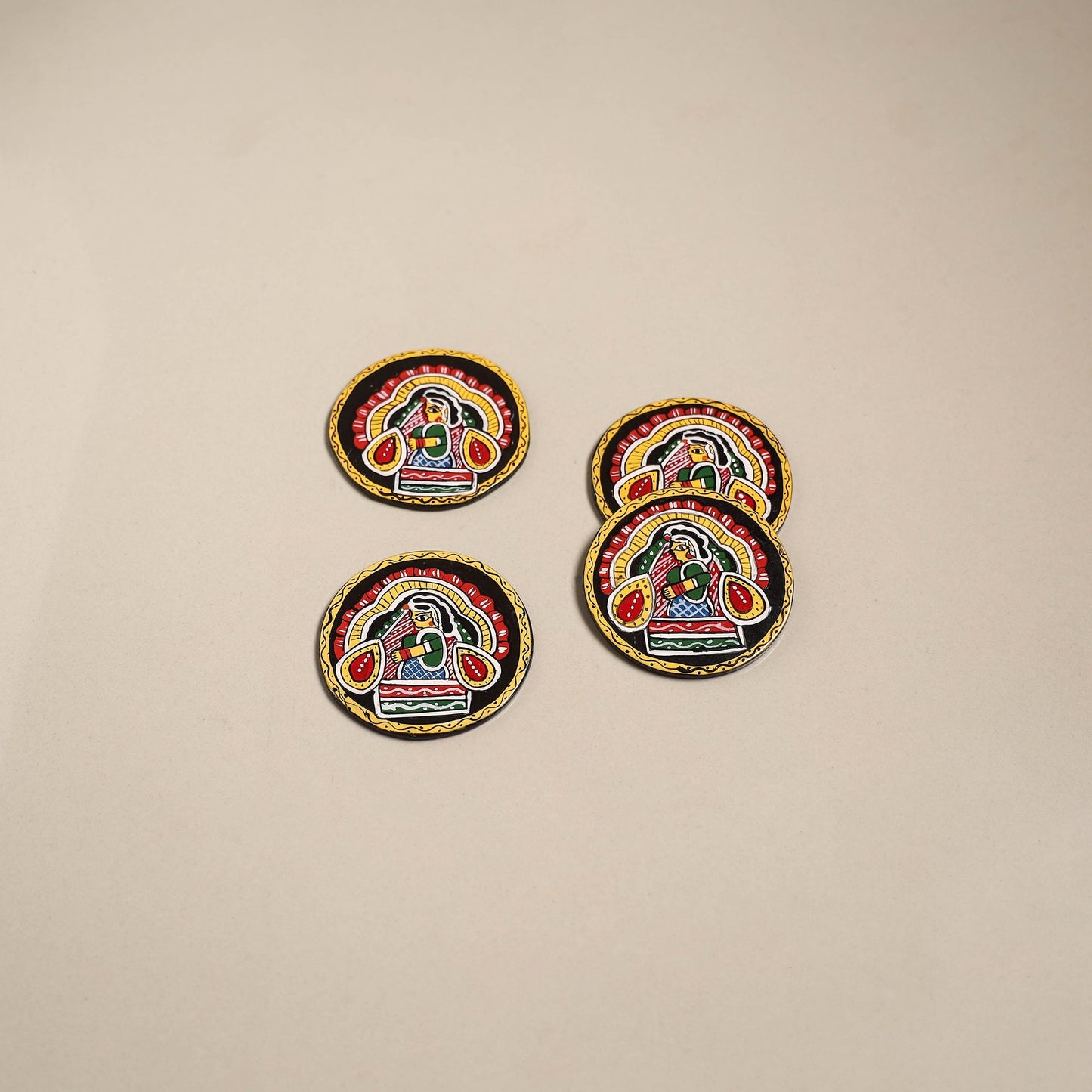 Tikuli art handpainted wooden coasters (set of 4) 03