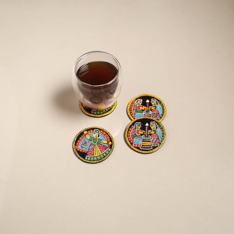 Tikuli art handpainted wooden coasters (set of 4) 06