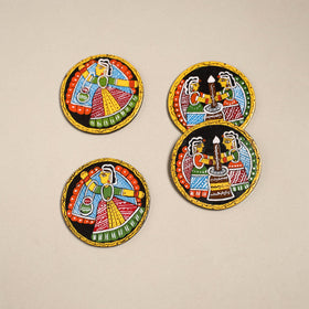 Tikuli art handpainted wooden coasters (set of 4) 06