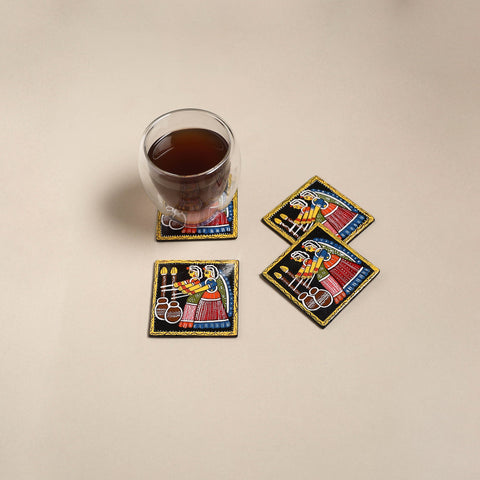 Tikuli art handpainted wooden coasters (set of 4) 11