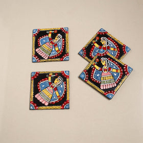 Tikuli art handpainted wooden coasters (set of 4) 17