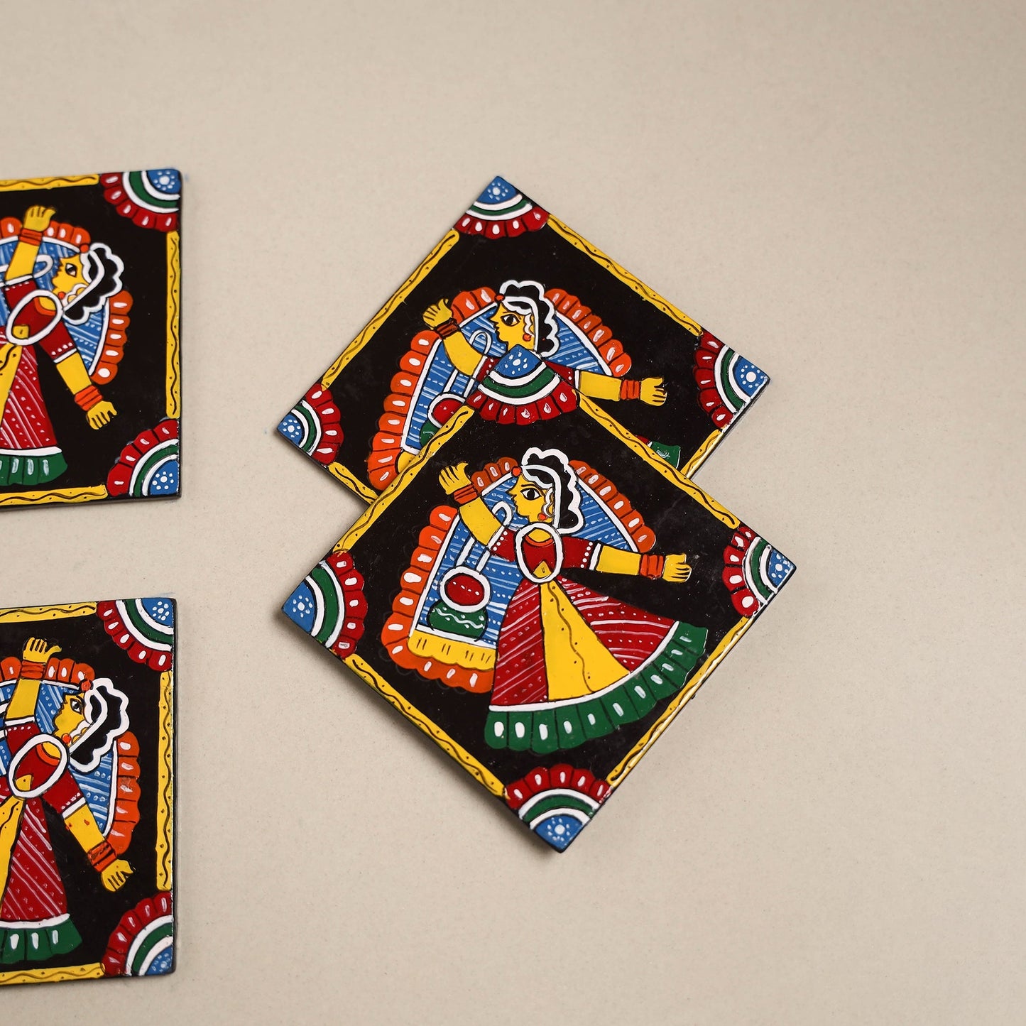 Tikuli art handpainted wooden coasters (set of 4) 20