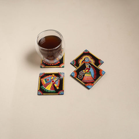 Tikuli art handpainted wooden coasters (set of 4) 22